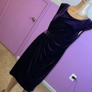 Purple Velour Side Cinch Dress